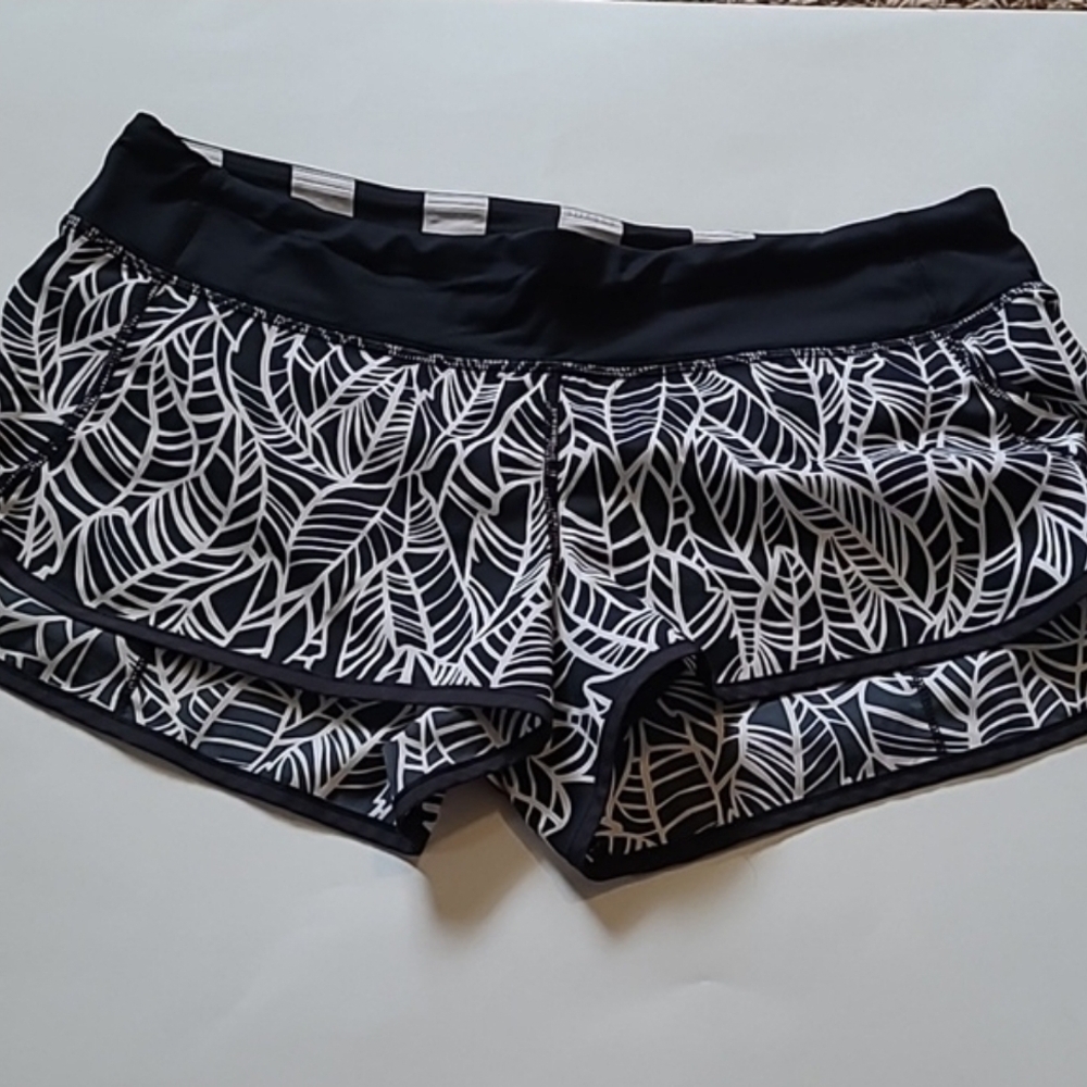 Black and White Leaf Print Shorts